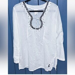 Disney Parks Hidden Mickey Mouse Tunic Shirt Small Peasant Boho Whimsical Fun